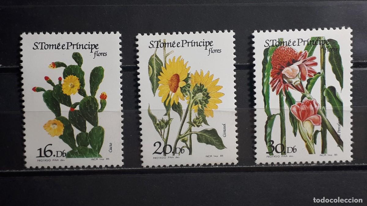 Sellos: SANTO TOM&Eacute; Y PRINCIPE. FLORA. A&Ntilde;O 1985. **. YVERT 828/30