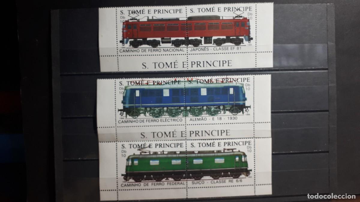 Sellos: SANTO TOM&Eacute; Y PRINCIPE. TRENES. A&Ntilde;O 1988. **. YVERT 909/14