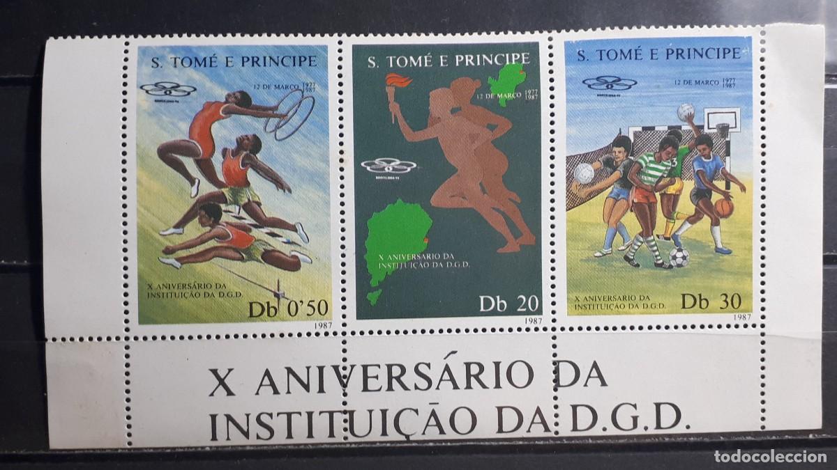 Sellos: SANTO TOM&Eacute; Y PRINCIPE. DEPORTES. A&Ntilde;O 1987. **. YVERT 881/3