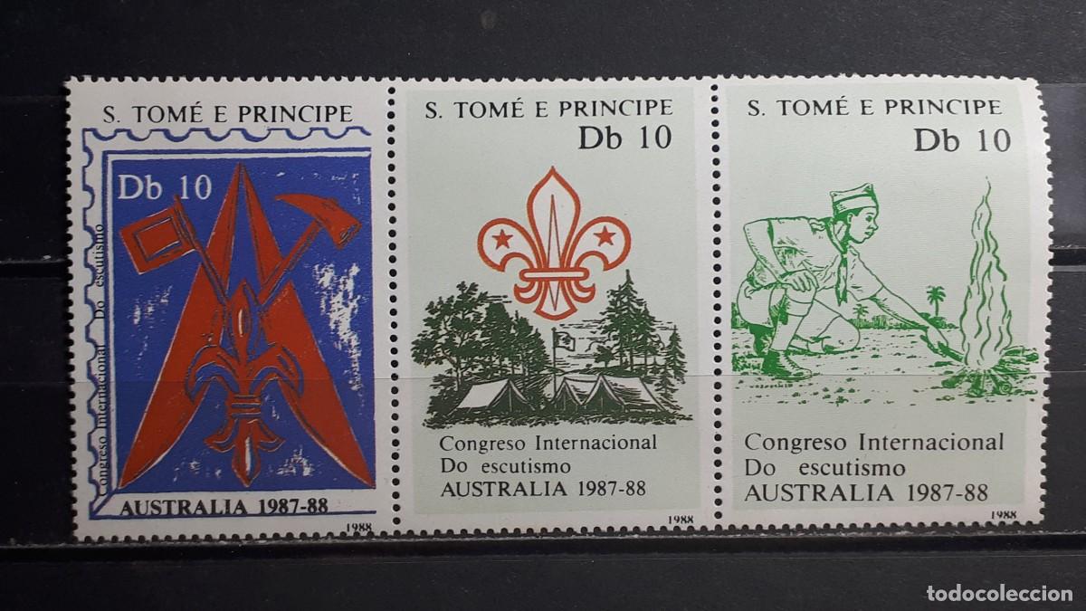Sellos: SANTO TOM&Eacute; Y PRINCIPE. BOY SCOUTS. A&Ntilde;O 1988. **. YVERT 929/31