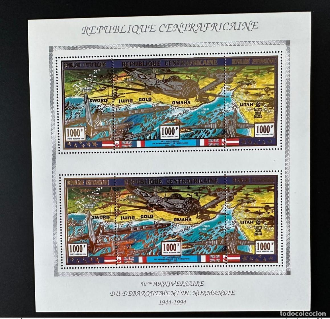 Sellos: Centroafricana 1994 Mi. 1630 - 1632 M/S 50 a&ntilde;os D&iacute;a D Normand&iacute;a 1944 OR