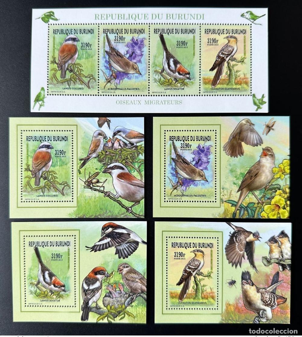 Sellos: Burundi 2015/2016 Mi. Q-T 3577 + Bl. Aves migratorias Birds Vogel