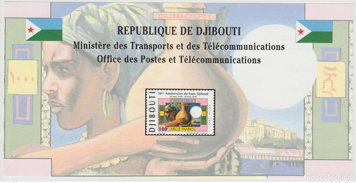 Sellos: Djibouti 1999 Mi. 677 Documento de presentaci&oacute;n 50 aniversario del franco yibutiano