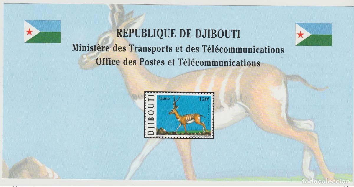 Sellos: Djibouti 1999 Mi. 675 Documento de presentaci&oacute;n Fauna Oryx Gazella Gazelle