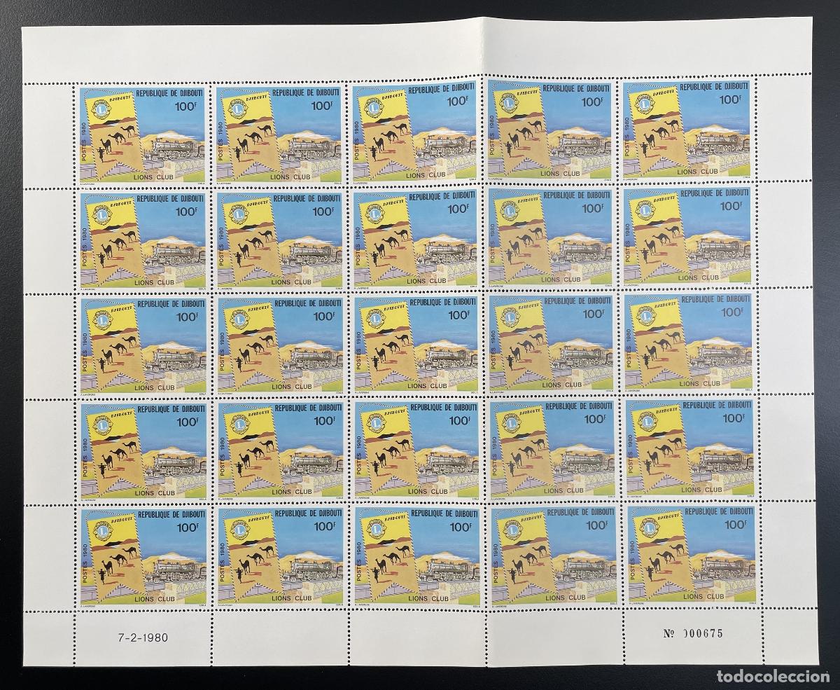 Sellos: Yibuti 1980 YT 516 bloque Lions Club camellos tren locomotora