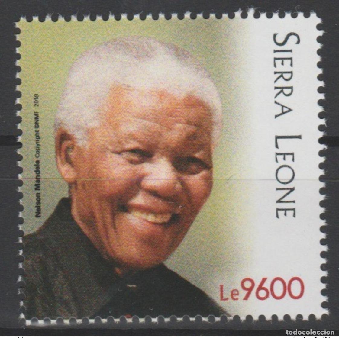Sellos: Sierra Leona 2018 Mi.? Sello: 100 a&ntilde;os de Nelson Mandela panafricano edici&oacute;n conjunta