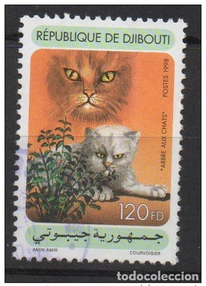 Sellos: Djibouti 1998 Mi. 667 obl. Cat Tree Katze Felin Fauna rara