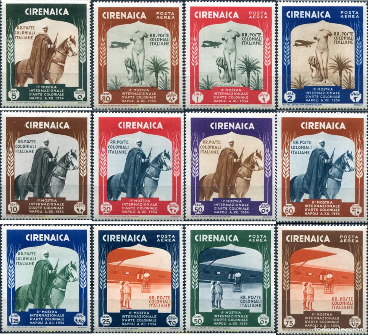Sellos: 302555 HINGED CIRENAICA 1934 II MUESTRA INTERNACIONAL DE ARTE COLONIAL EN NAPOLES