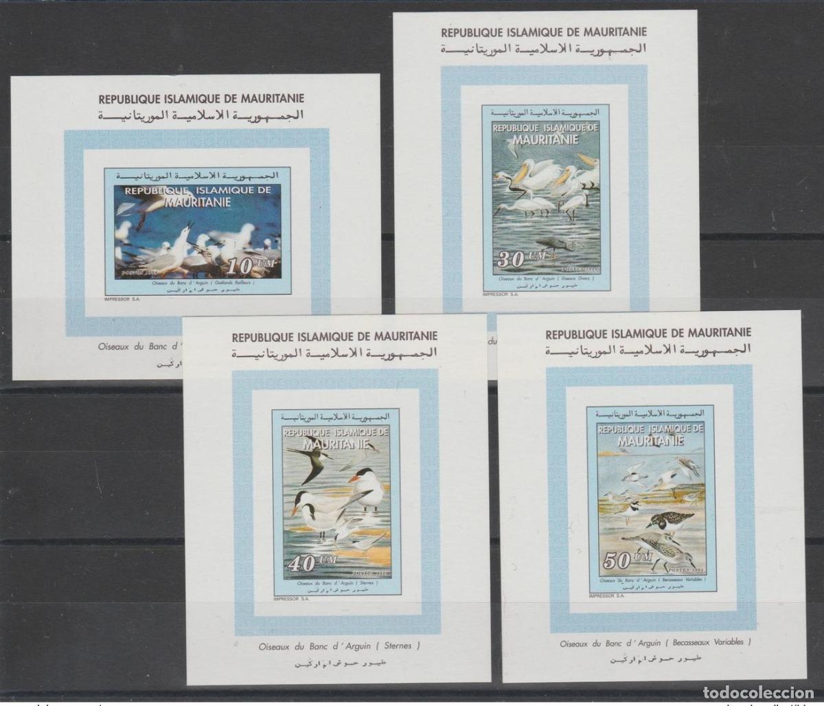 Stamps: Banco de lujo para p&aacute;jaros y Mauritania 1994 Mi. 1025 - 1027 Proof Arguin Fauna