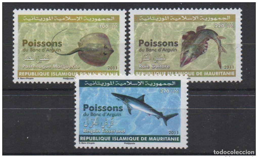 Sellos: Mauritania 2011 Mi. 1188 1190 Fauna Banc d'Arguin Pez Raya Tibur&oacute;n
