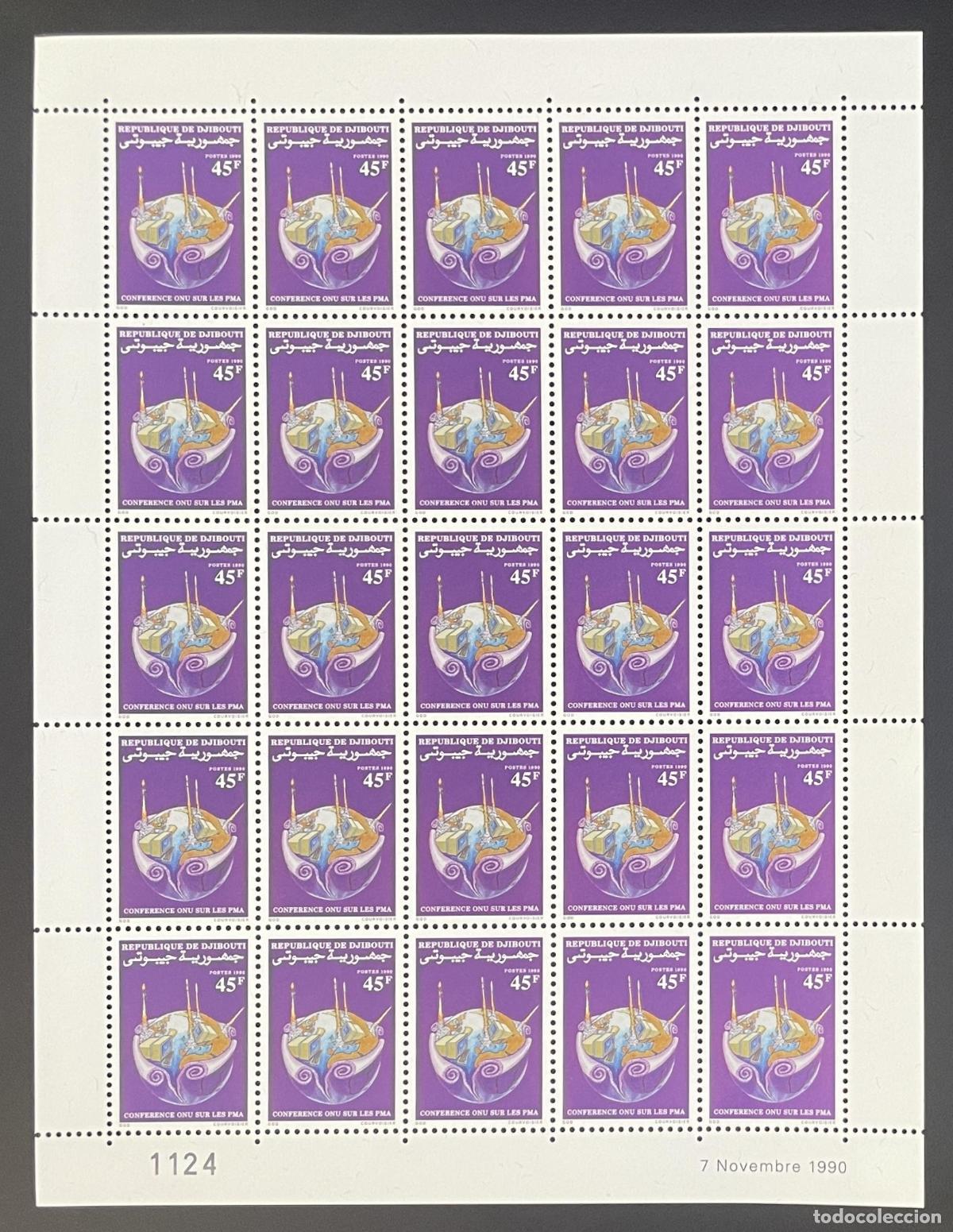 Stamps: Yibuti 1990 YT 670A bloque Conferencia ONU PMA globo terr&aacute;queo
