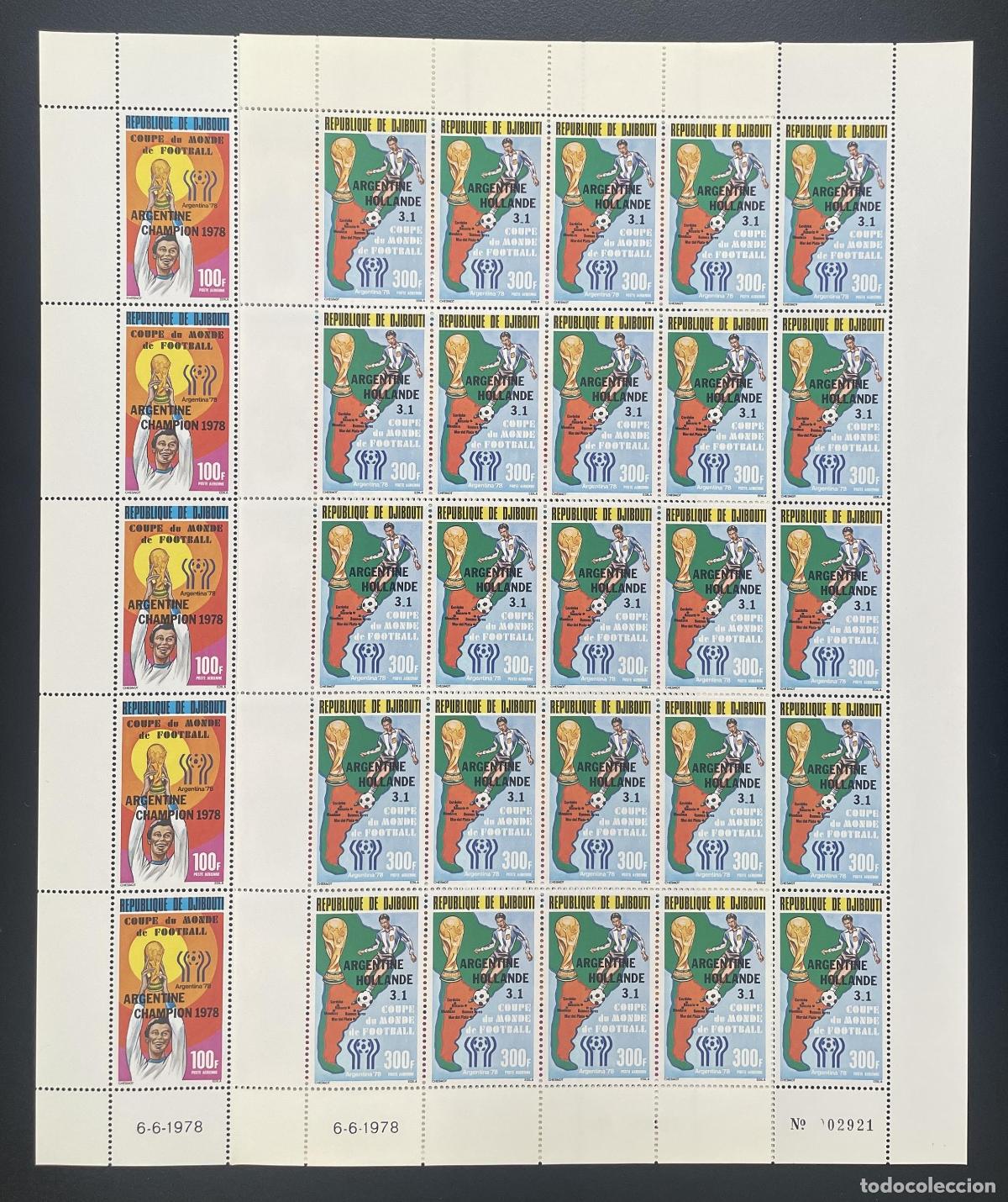 Timbres: Yibuti 1978 YT PA 123-124 sobrecargado Copa Mundial F&uacute;tbol Argentina