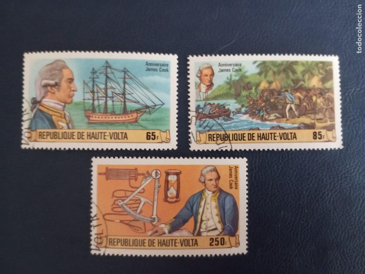 Sellos: ALTO VOLTA . ANIVERSARIO DE JAMES COOK