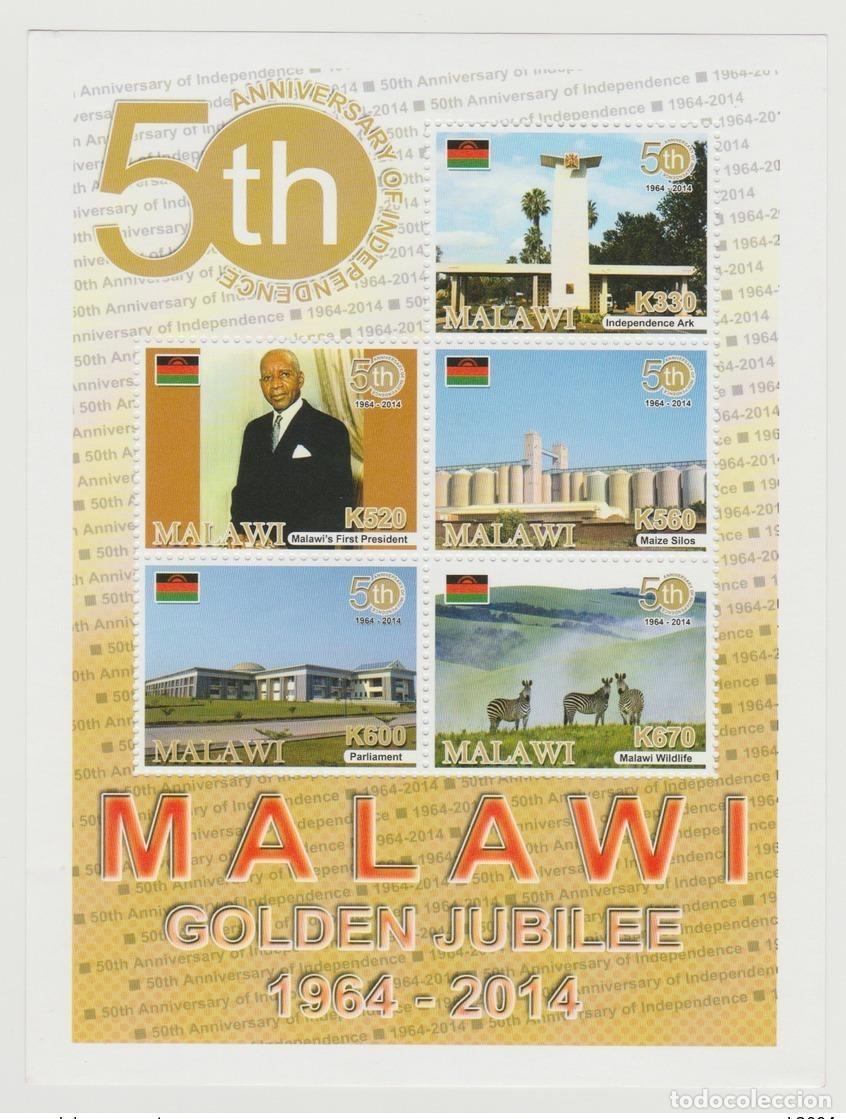 Sellos: Jubileo de Oro Malawi 2014 50 a&ntilde;os independencia 1964-2014 Zebra fauna S/S MNH