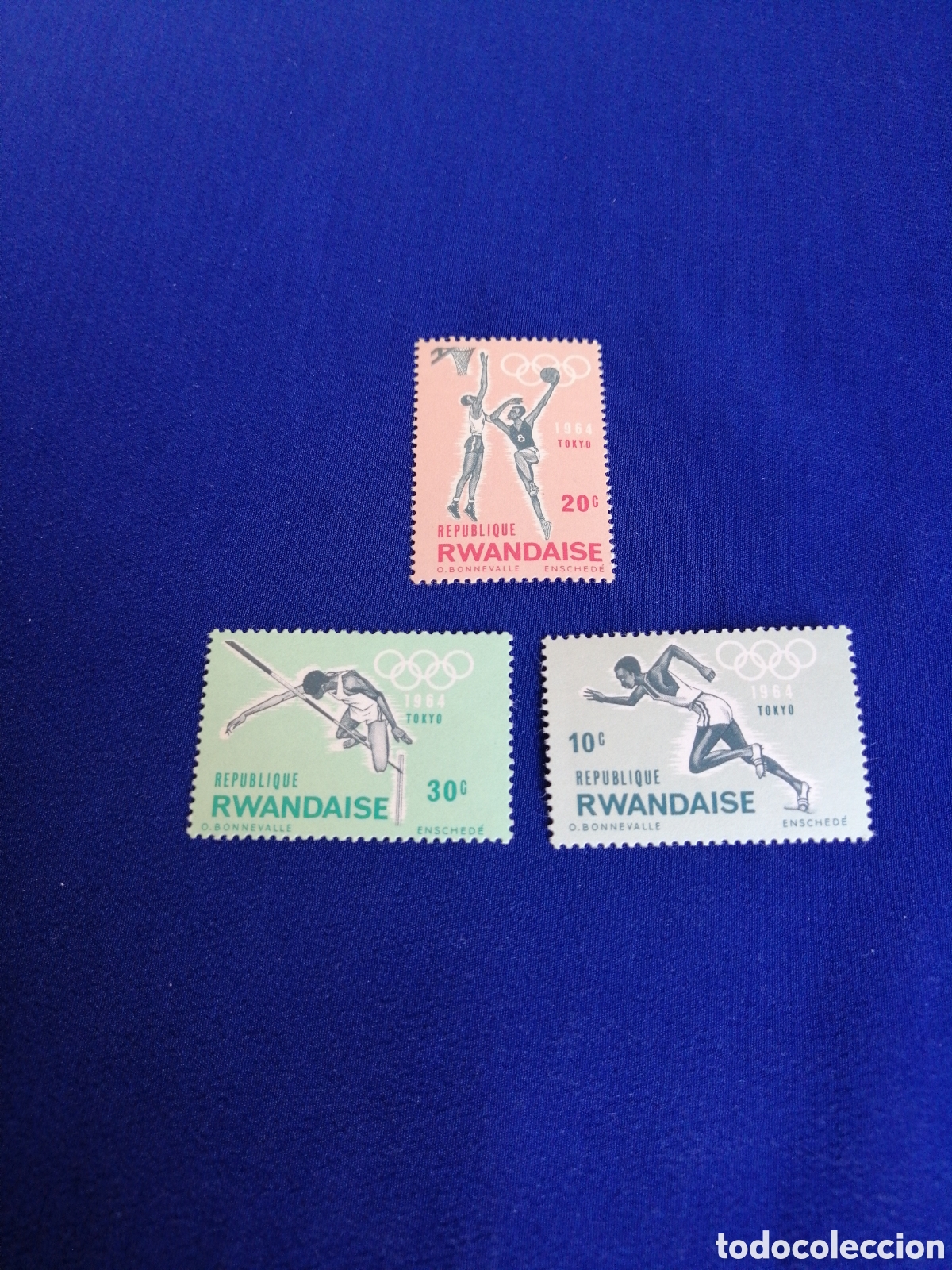 Sellos: REPUBLIQUE RWANDAISE - RUANDA LOTE OLIMPIADAS TOKYO 1964 SELLOS USADOS