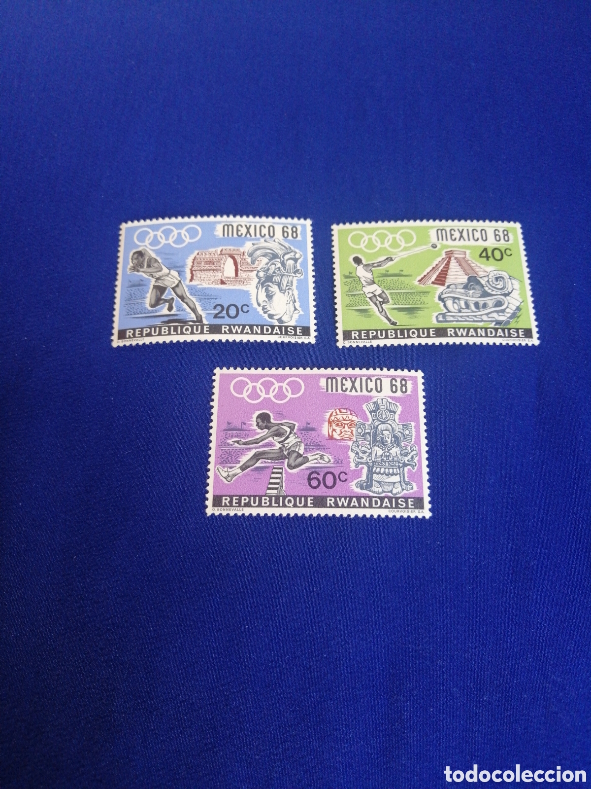 Sellos: REPUBLIQUE RWANDAISE - RUANDA LOTE OLIMPIADAS M&Eacute;XICO 1968 SELLOS USADOS