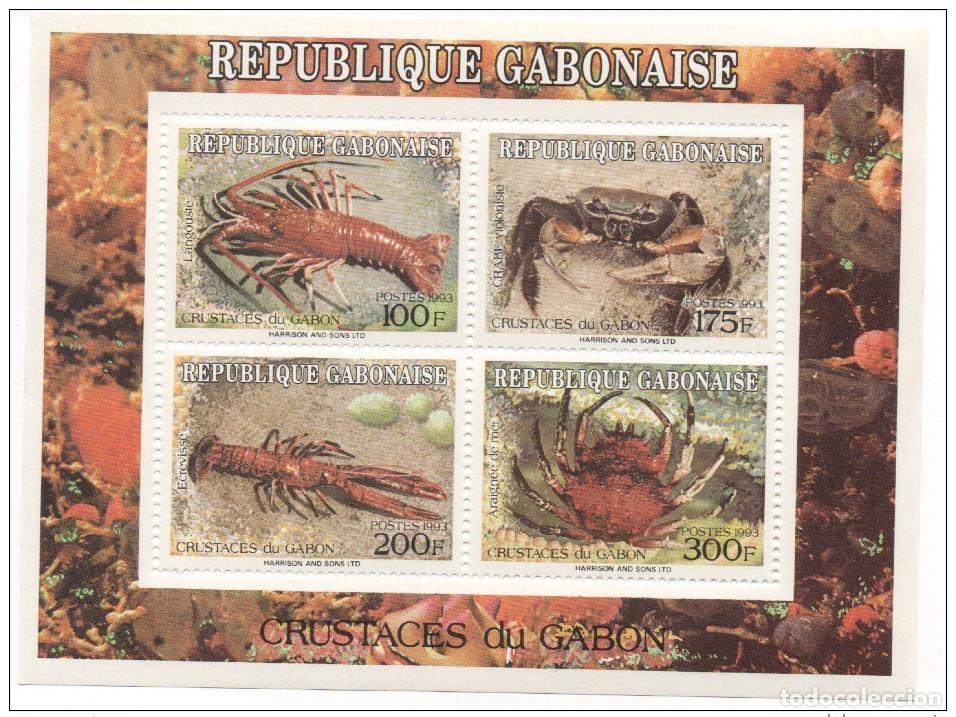 Sellos: Gab&oacute;n 1993: Crust&aacute;ceos conchas vida marina corales Krustentiere Escasa fauna (MNH**)