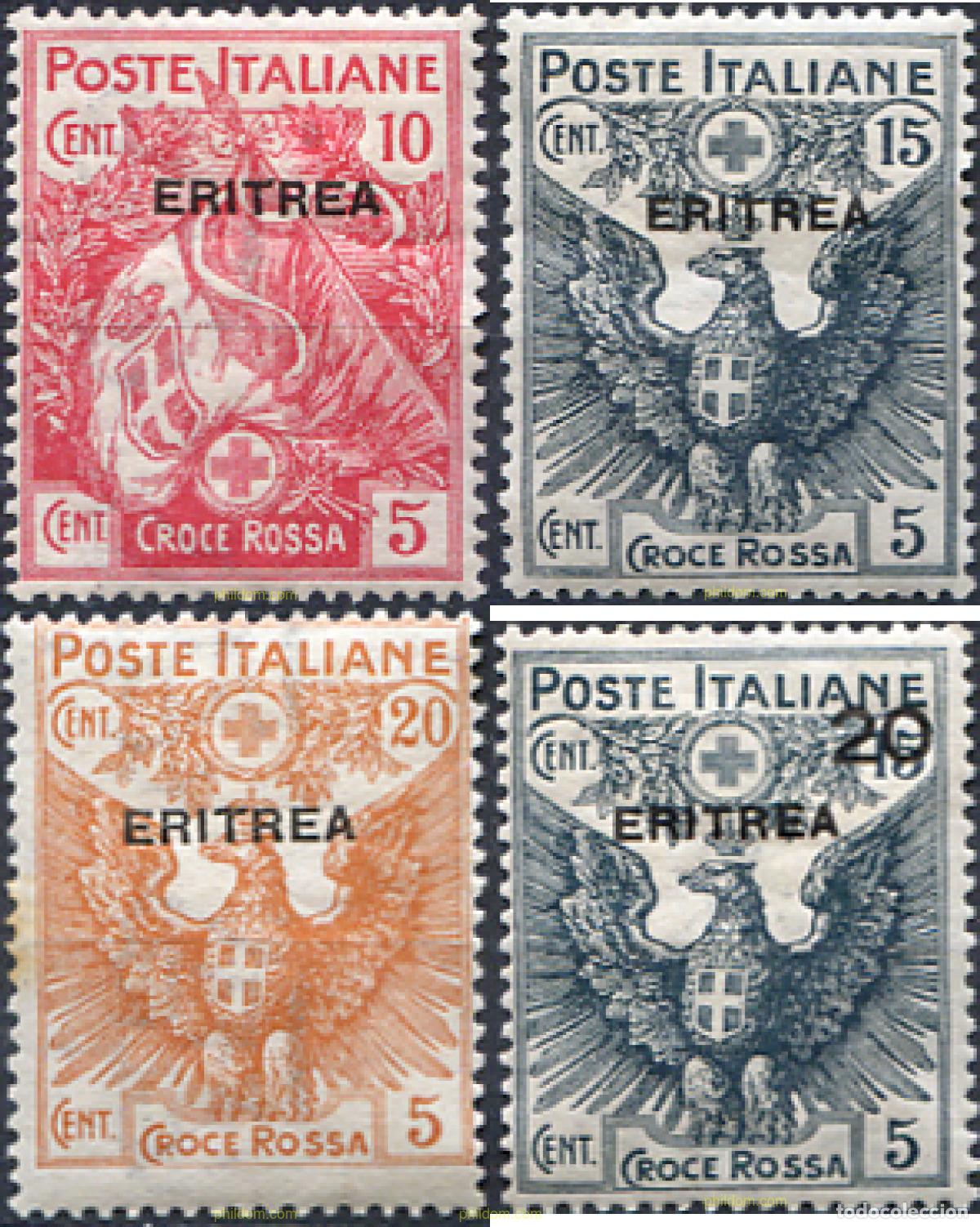 Sellos: 309809 HINGED ERITREA. Colonia italiana 1916 CRUZ ROJA