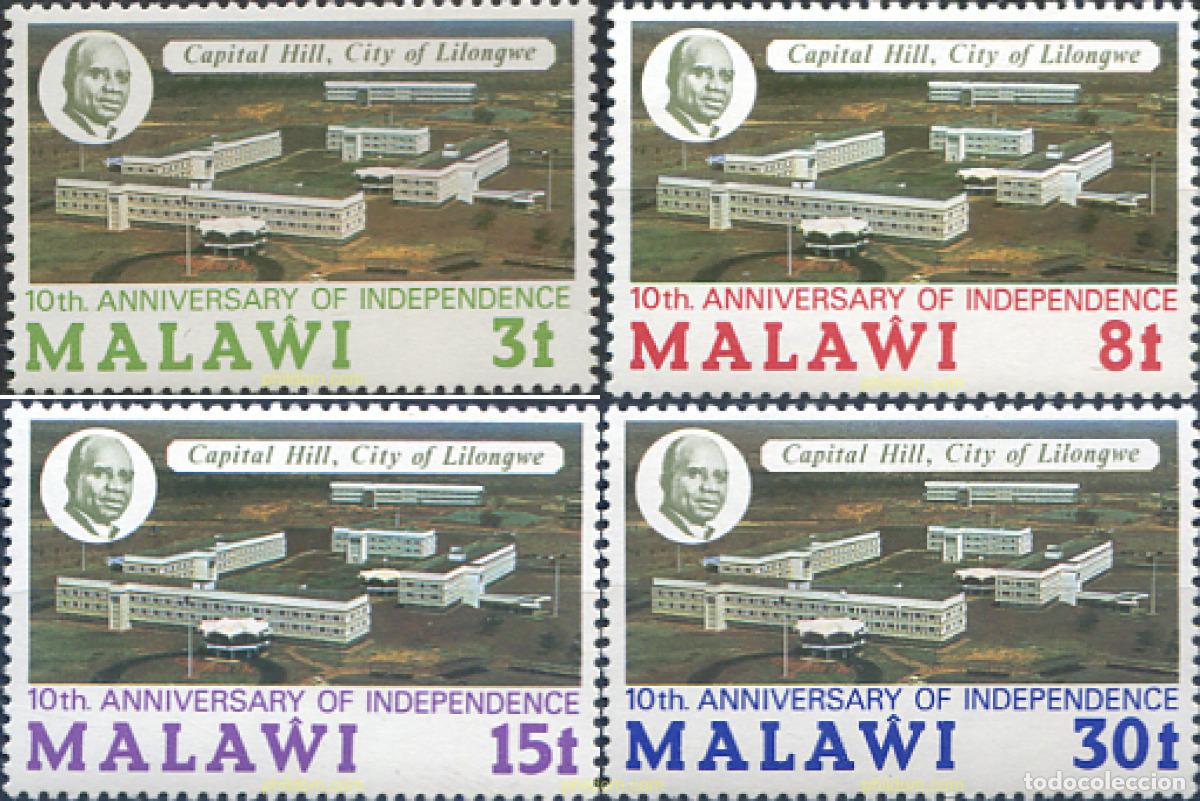 Sellos: 340275 MNH MALAWI 1974 10 ANIVERSARIO DE LA INDEPENDENCIA
