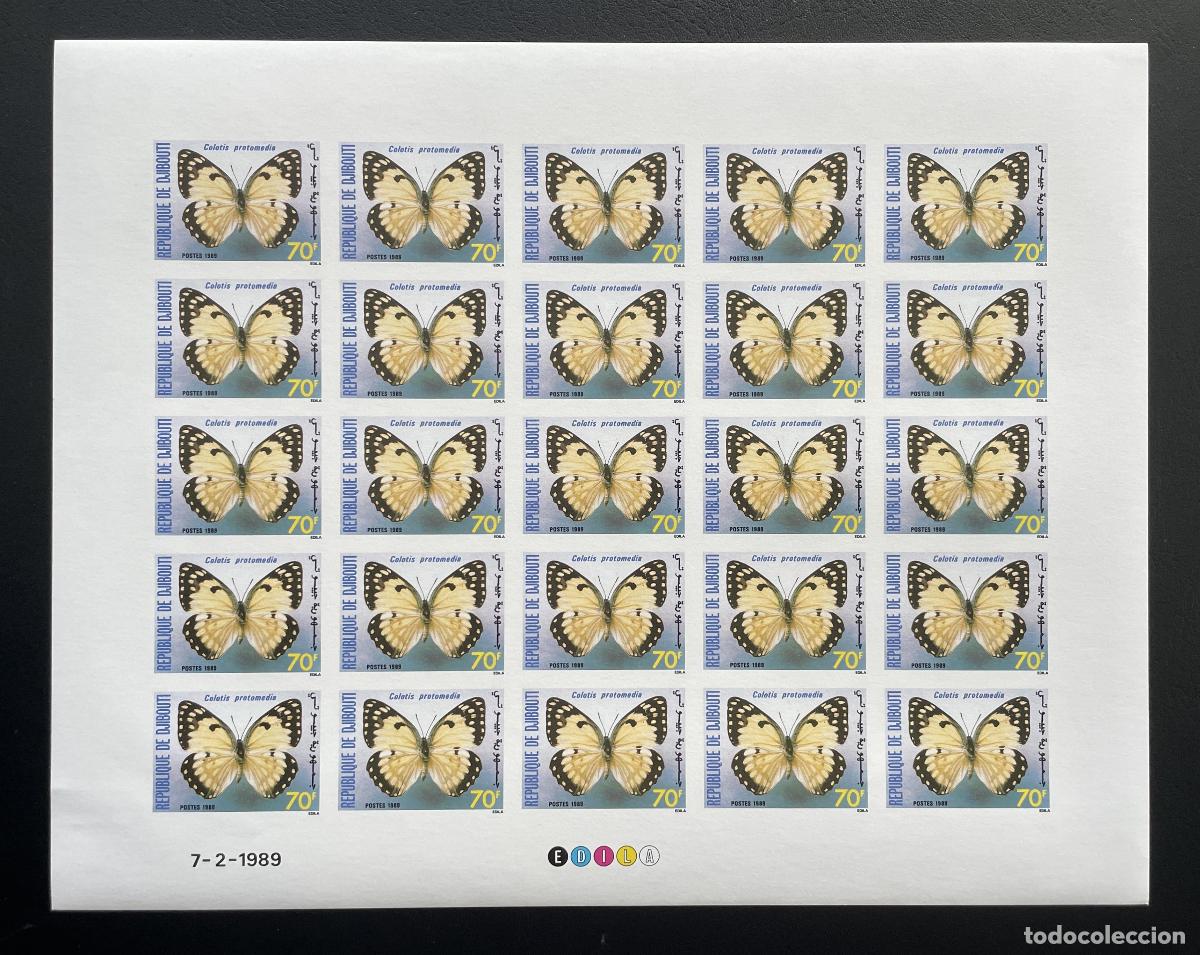 Sellos: Yibuti 1989 YT 649 ND bloque Colotis protomedia mariposa fauna insecto