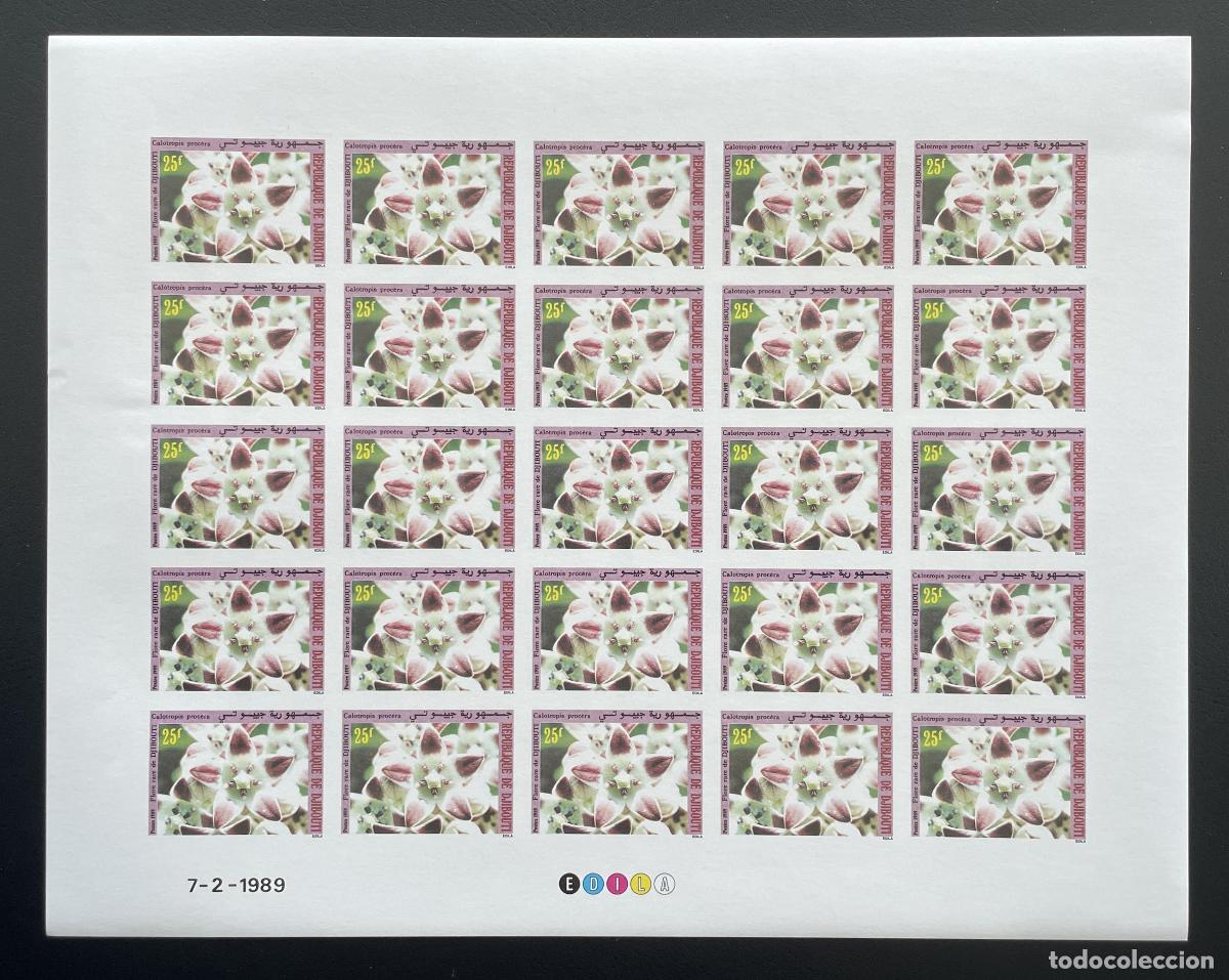 Sellos: Yibuti 1989 YT 655 ND tabl&oacute;n Calotropis procera flor flora