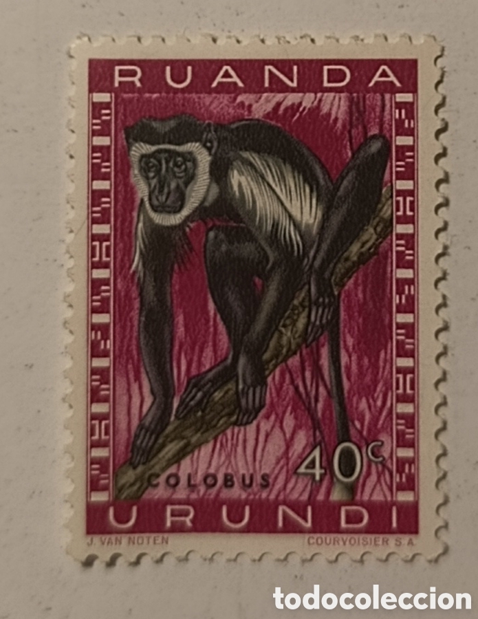 Sellos: RUANDA sello mono colobus 40 1959