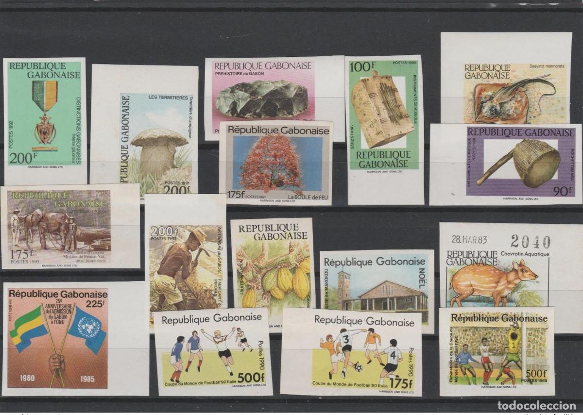 Sellos: Gab&oacute;n 1990-2010 Lote 16 x ND Imperf Football ONU Christmas Elephant