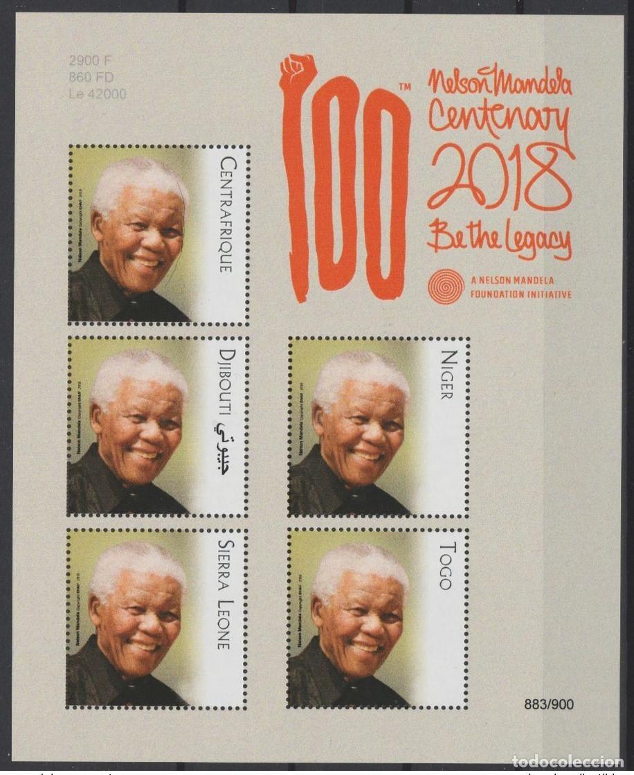 Stamps: FALTA EL VALOR NOMINAL N&uacute;mero conjunto siam&eacute;s 2018 PAPU Nelson Mandela Madiba 100 a&ntilde;os