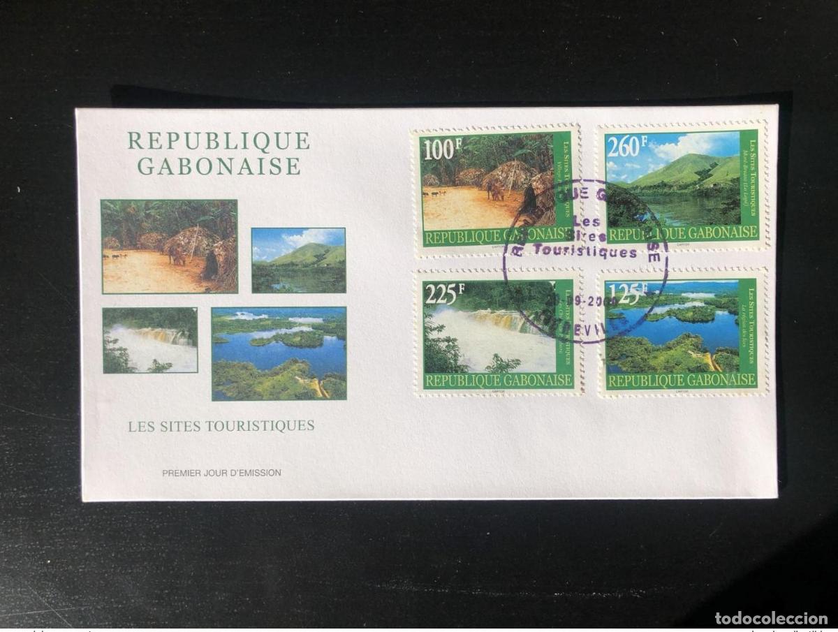 Stamps: Gab&oacute;n 2000 Mi. 1500 - 1503 FDC Sites Tourism Village Mont-Brazza Lakes &iexcl;RARO!