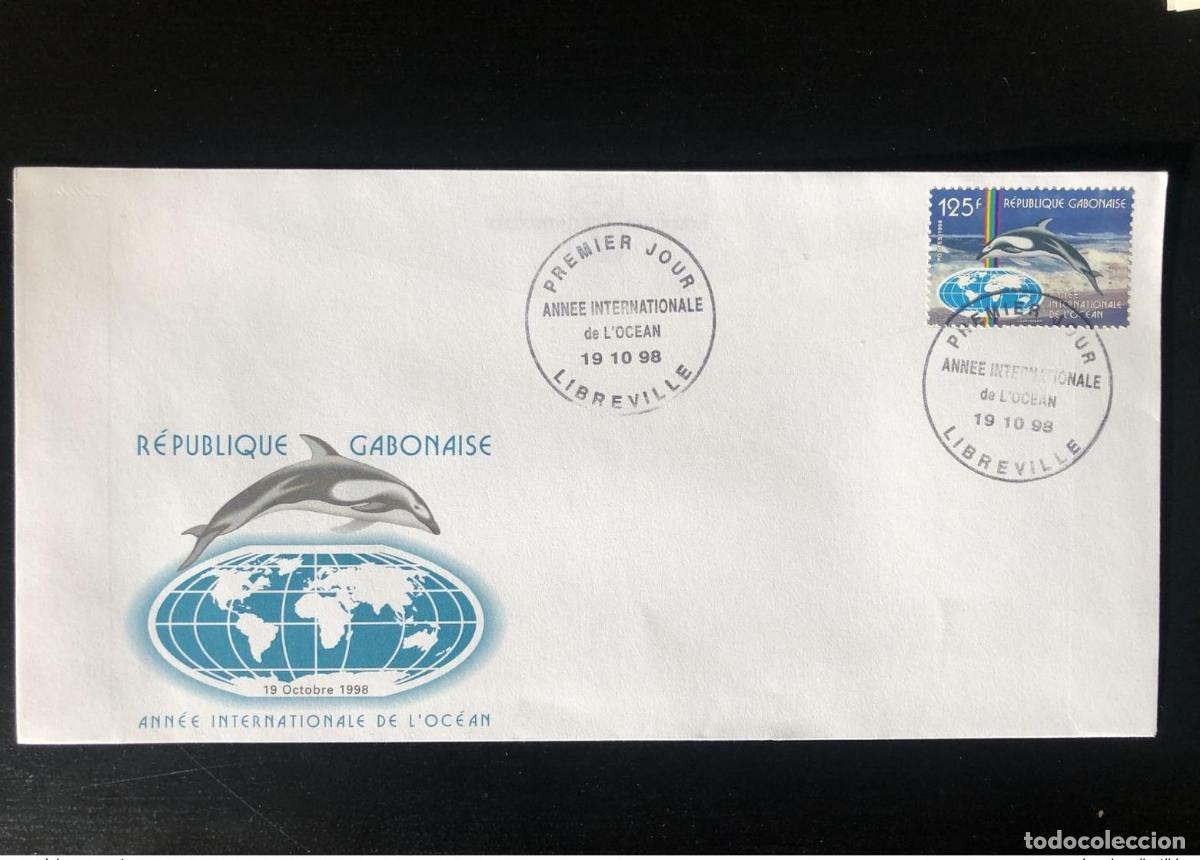 Stamps: Gab&oacute;n 1998 Mi. 1429 FDC A&ntilde;o Internacional del Oc&eacute;ano Jahr Dolphin &iexcl;RARO!