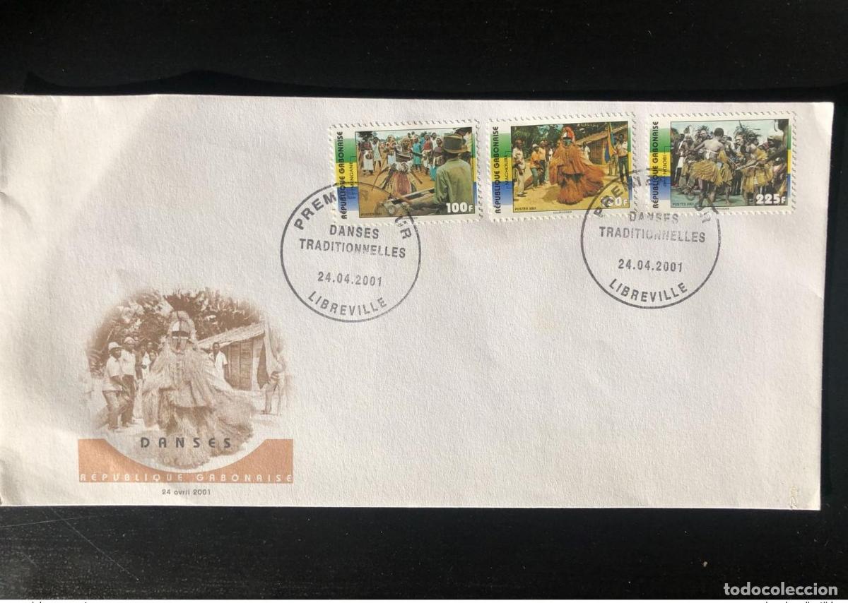 Stamps: Gab&oacute;n 2001 Mi. 1655 - 1657 FDC Danzas tradicionales D&auml;nze Dancing Art &iexcl;RARO!