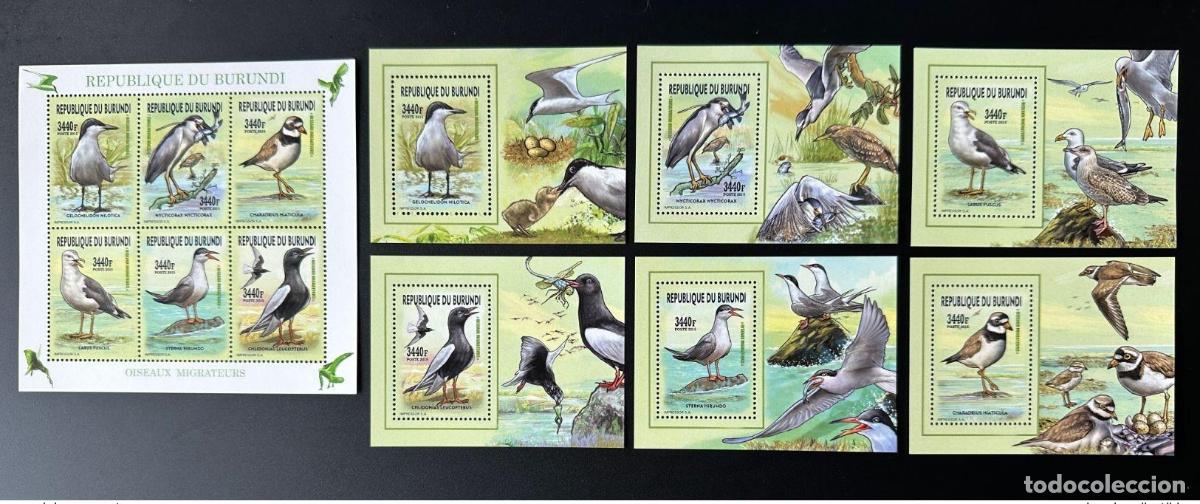 Sellos: Burundi 2015/2016 Mi. U-Z 3577 + Bl. Aves migratorias gaviotas de Vogel