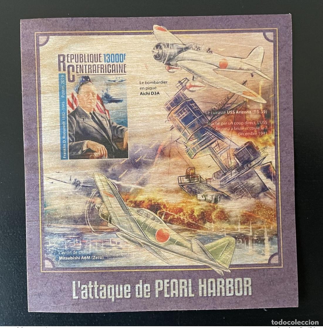 Sellos: &Aacute;frica Central 2019 IMPERF ND Mi. &iquest;Bl.? Ataca Pearl Harbor Roosevelt Wood