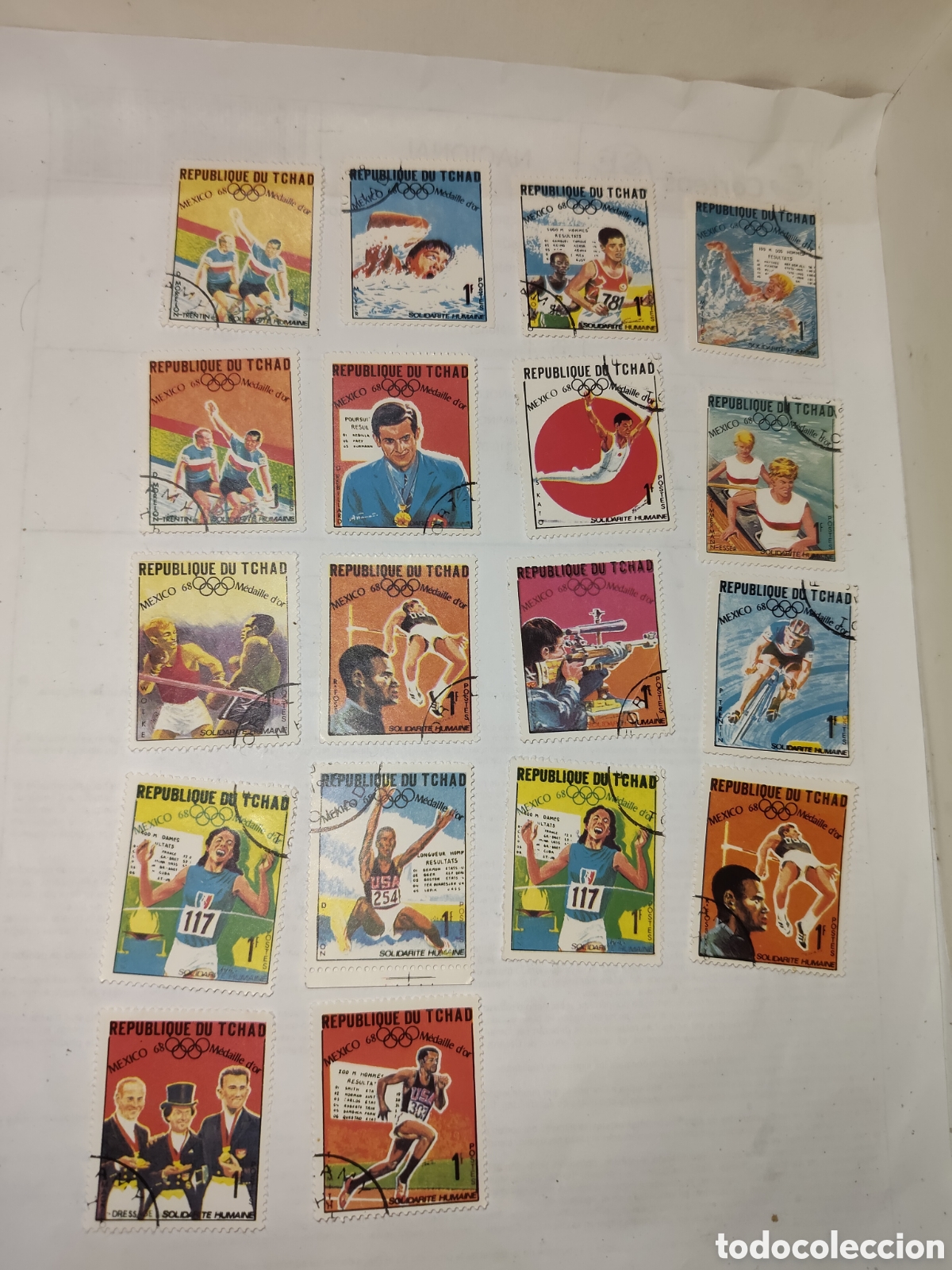 Sellos: 18 sellos de Republica del Chad ganadores medallas de oro juegos Ol&iacute;mpicos M&eacute;xico 1968