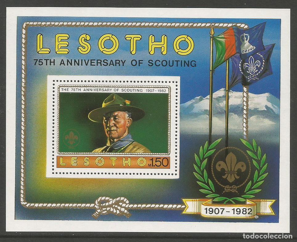 Sellos: LESOTHO - 75 ANIVERSARIO DE EXPLORADORES - BLOQUE NUEVO / MNH