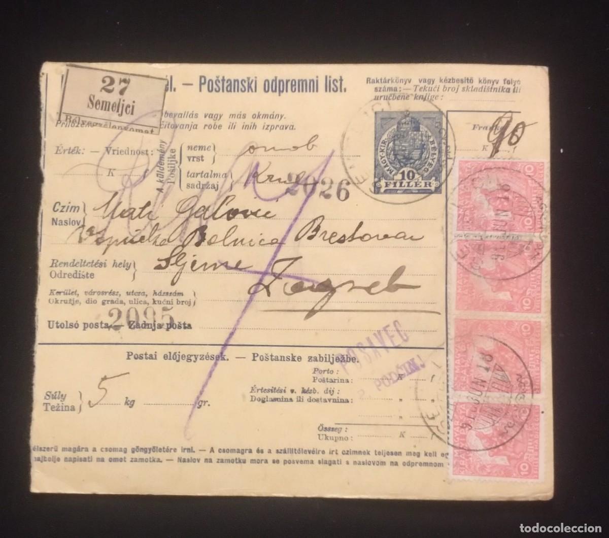 Sellos: TS) 1918 CROATIA, SHIPMENT DOCUMENT, CENSORSHIP,WITH HANDWRITTEN NOTATIONS TYPICAL OF WORLD WAR I MI