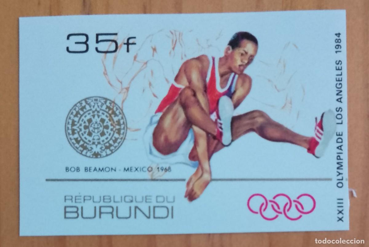 Sellos: BURUNDI - V/F 35 F - ATLETISMO, M&Eacute;XICO - BOB BEAMON