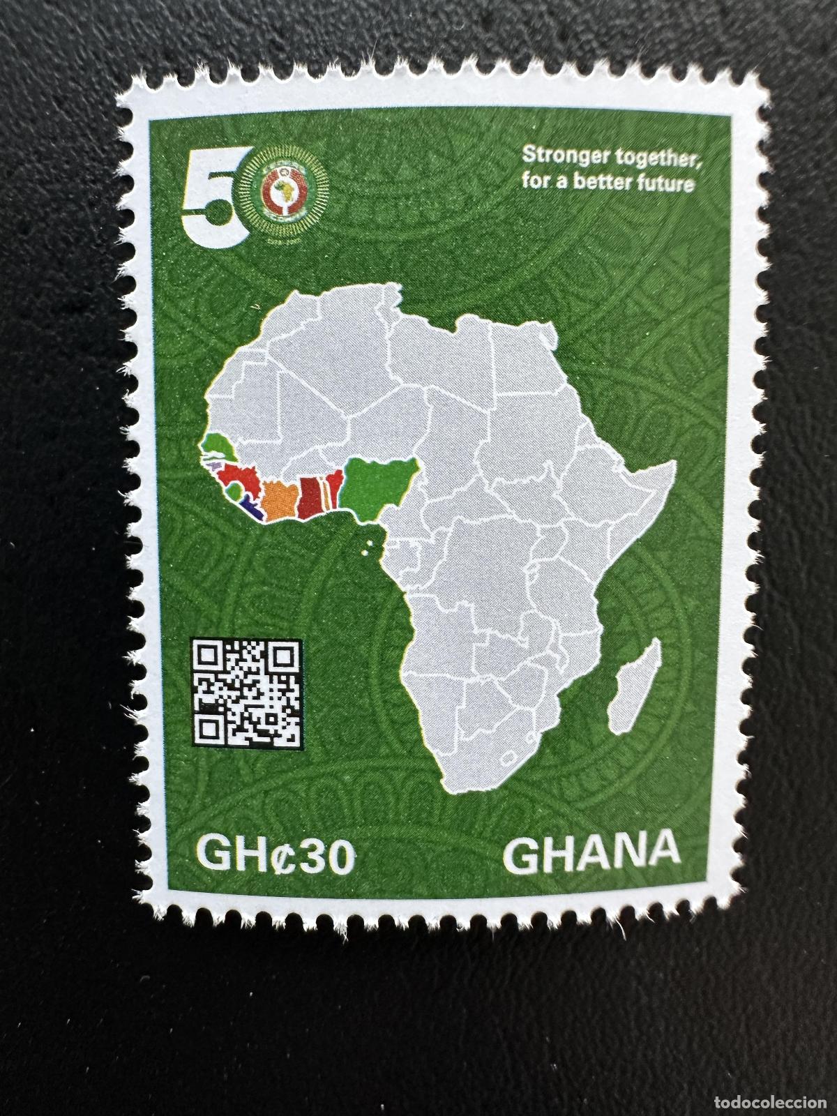 Sellos: Ghana 2026 CEDEAO 50 a&ntilde;os &Aacute;frica mapa organizaci&oacute;n regional nuevo