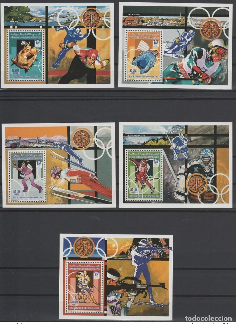 Sellos: Mauritania 1993/1994 Mi. Bl. 1012 - 1016 Juegos Ol&iacute;mpicos de Invierno Lillehammer Skiing