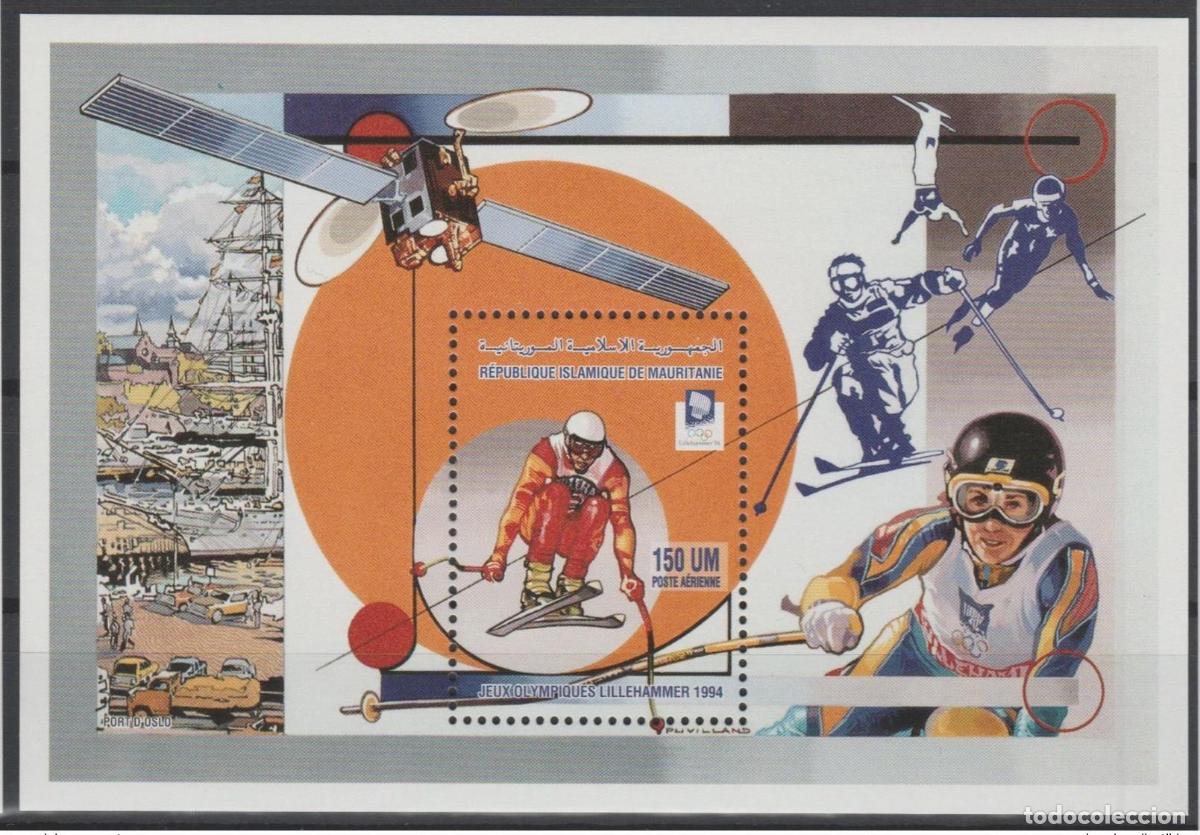 Sellos: Mauritania 1993/1994 Mi. Bl. 75 Juegos Ol&iacute;mpicos de Invierno Lillehammer Skiing MNH**