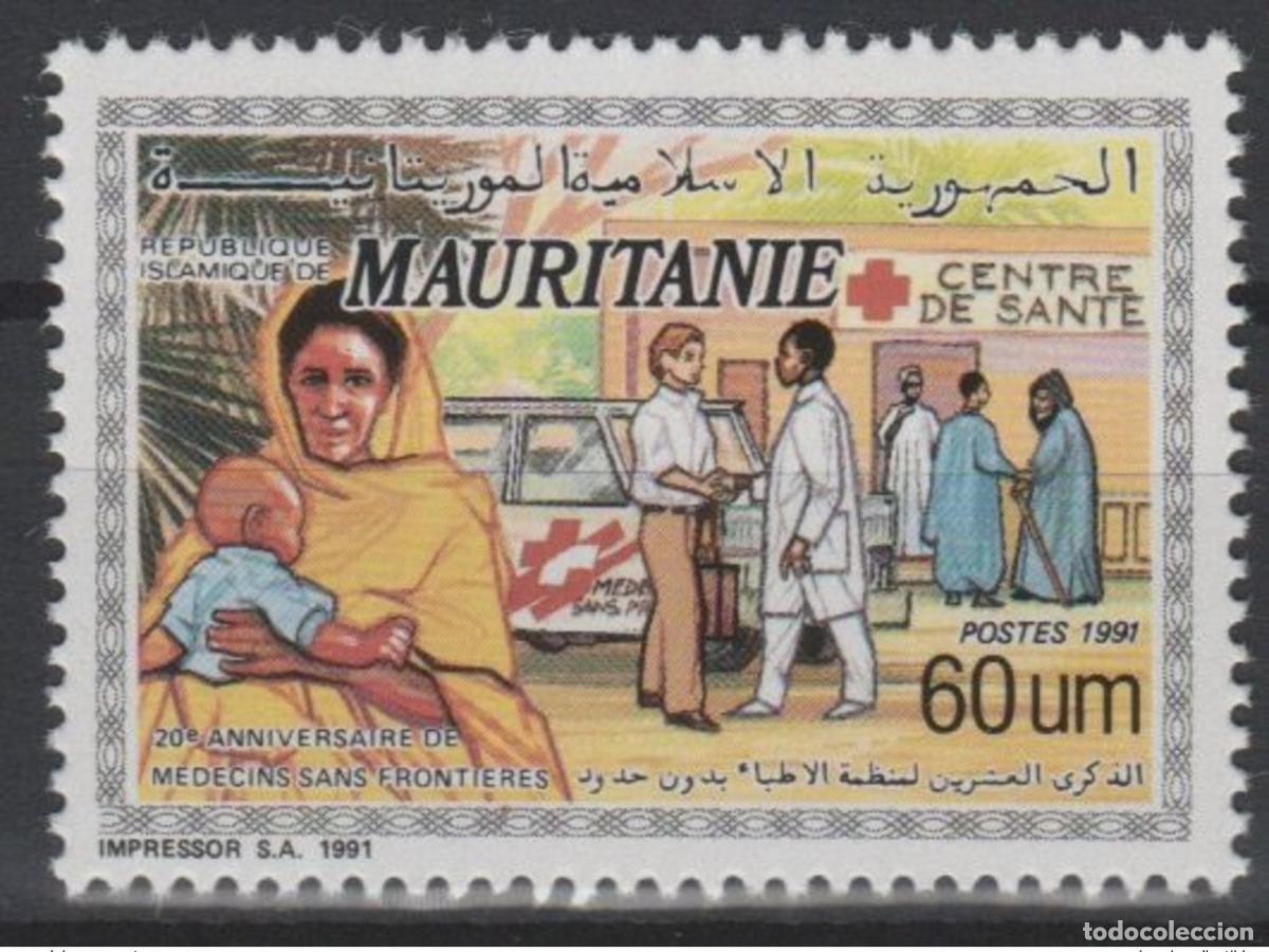Sellos: Mauritania 1991 Mi. 1002 M&eacute;dicos sin Fronteras Cruz Roja 1 val. **