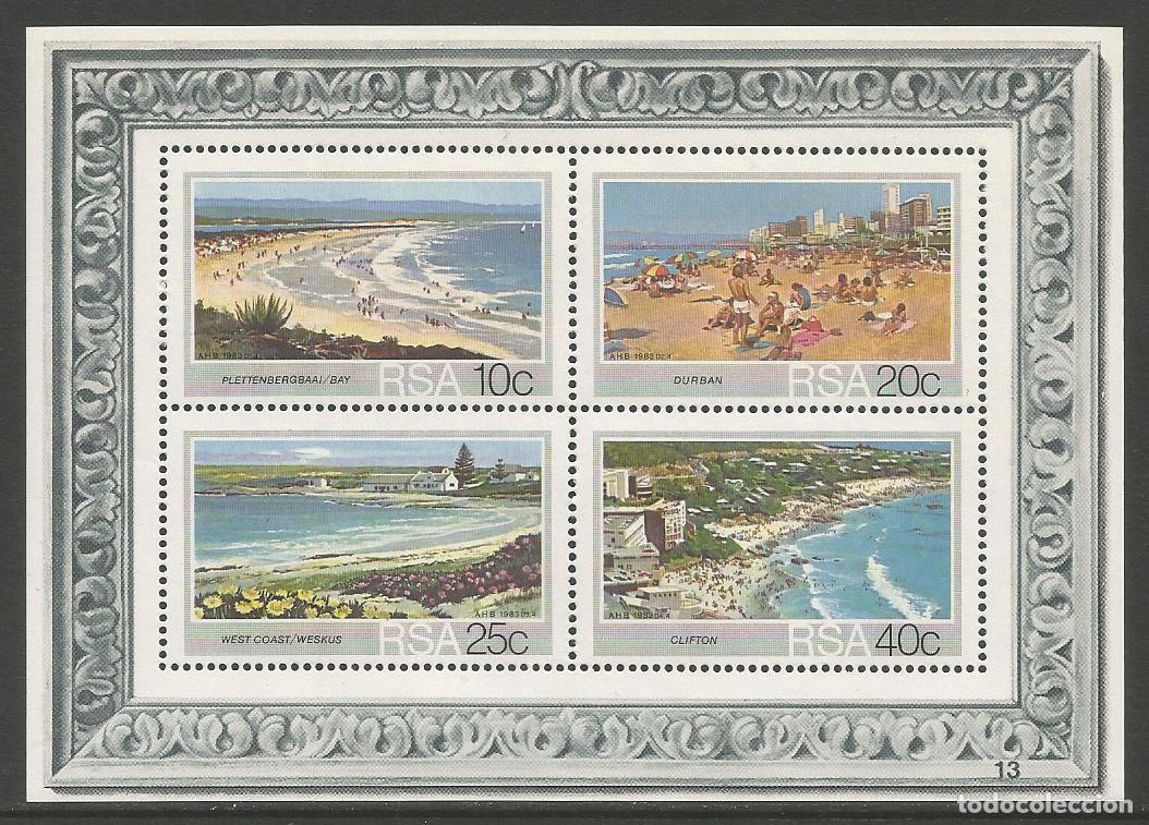 Sellos: RSA - BLOQUE CON PLAYAS INTERNACIONALES - DURBAN - WESTCOAST - CLIFTON - PLETTENBERG BAY - MNH