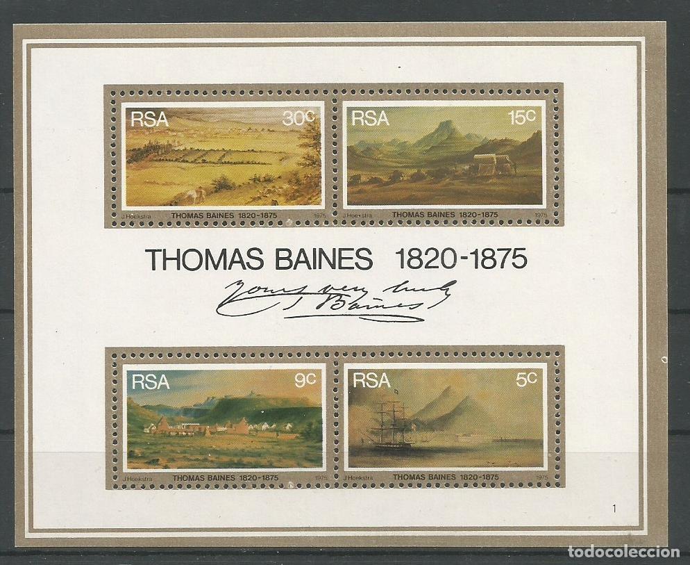 Sellos: RSA - BLOQUE DEL PINTOR THOMAS BAINES - CON 4 PINTURAS DE EL - MNH