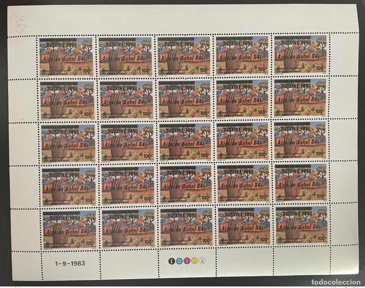 Sellos: Burkina Faso 1984 Mi. C975 Sheet Aid Sahel sobrecargado sobreimpresi&oacute;n desertificaci&oacute;n.