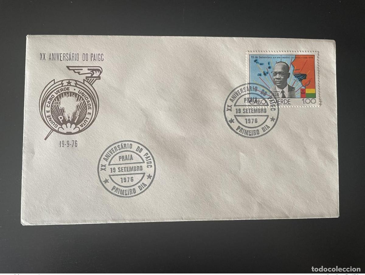 Sellos: Cabo Verde 1976 Mi. 377 FDC PAIGC Amilcar Cabral Mapa de bandera