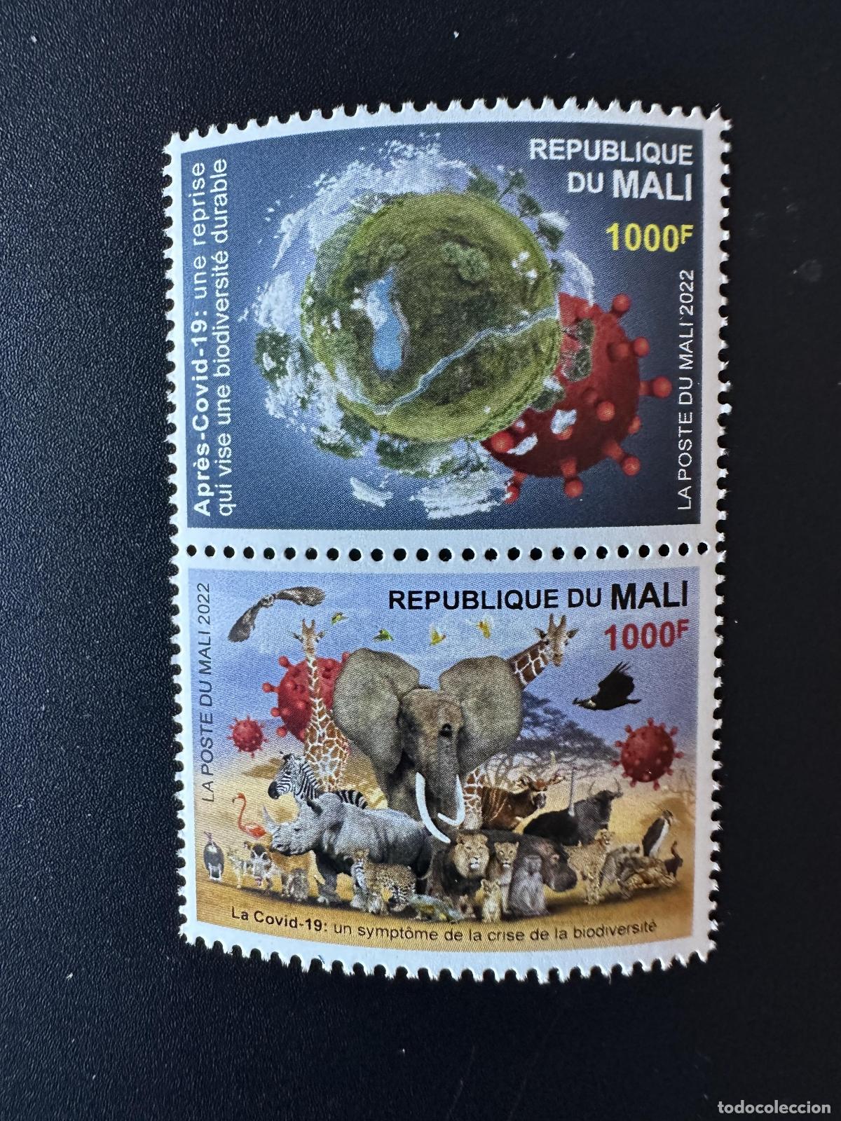 Sellos: Mali de mayo 2022? Vida silvestre COVID-19 biodiversidad p&aacute;jaro elefante mono jirafa le&oacute;n