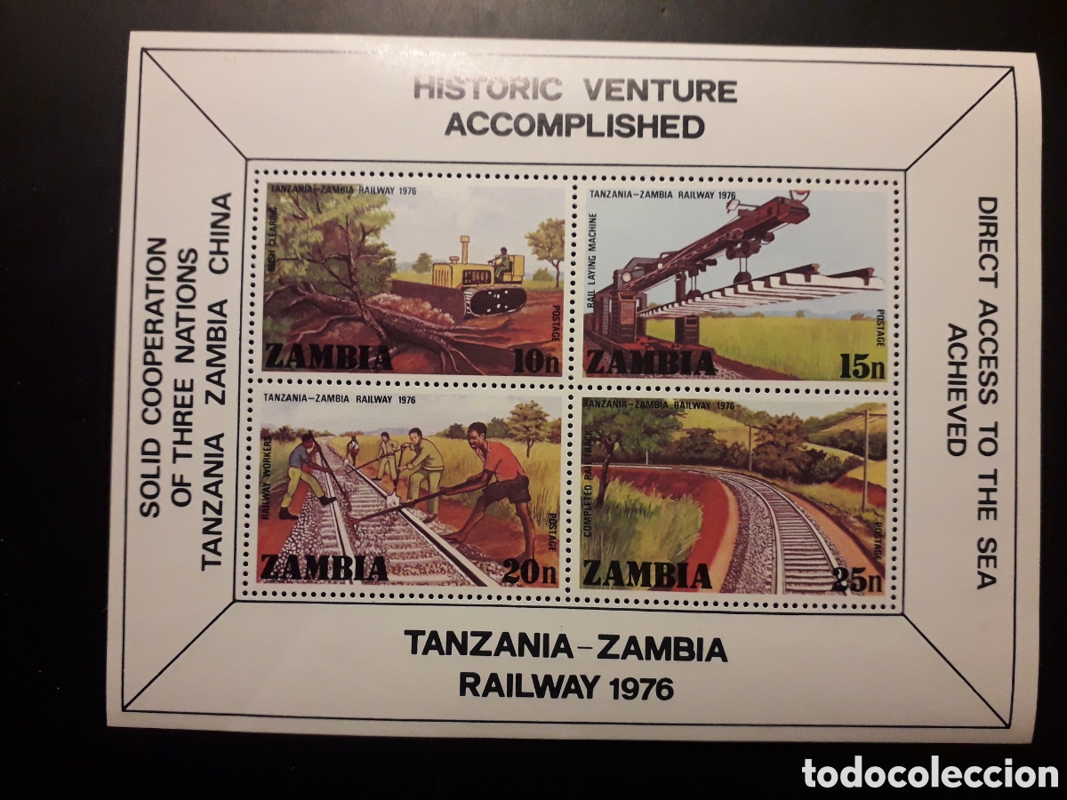 Sellos: ZAMBIA YVERT HB 4 SERIE COMPLETA NUEVA *** 1976 TRENES FERROCARRIL CON TANZANIA PEDIDO M&Iacute;NIMO 3&euro;