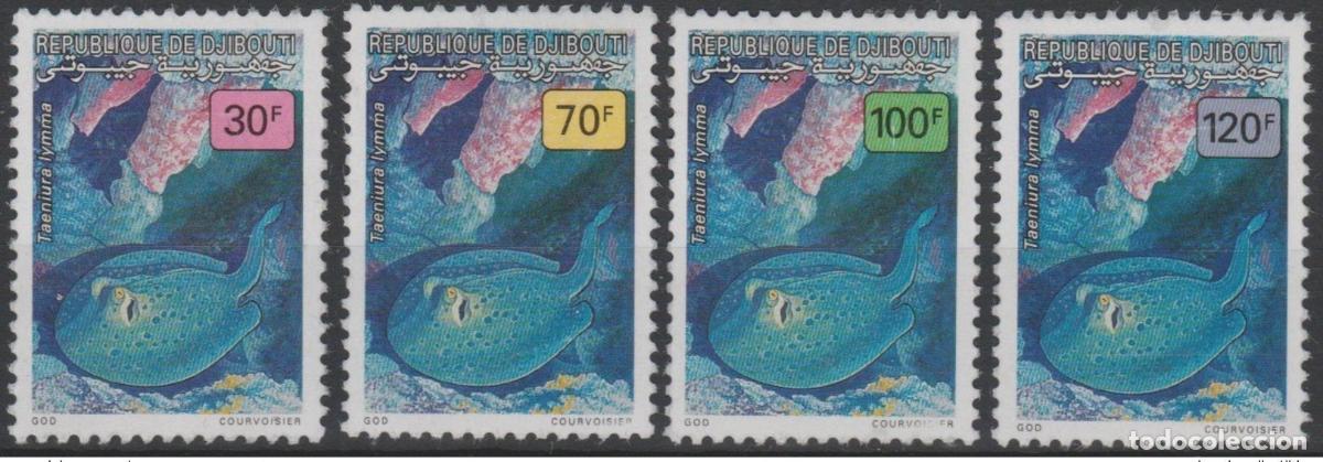 Sellos: Yibuti 1990 Mi. A-D 535 Pez Raya Taeniura lymna Fauna marina