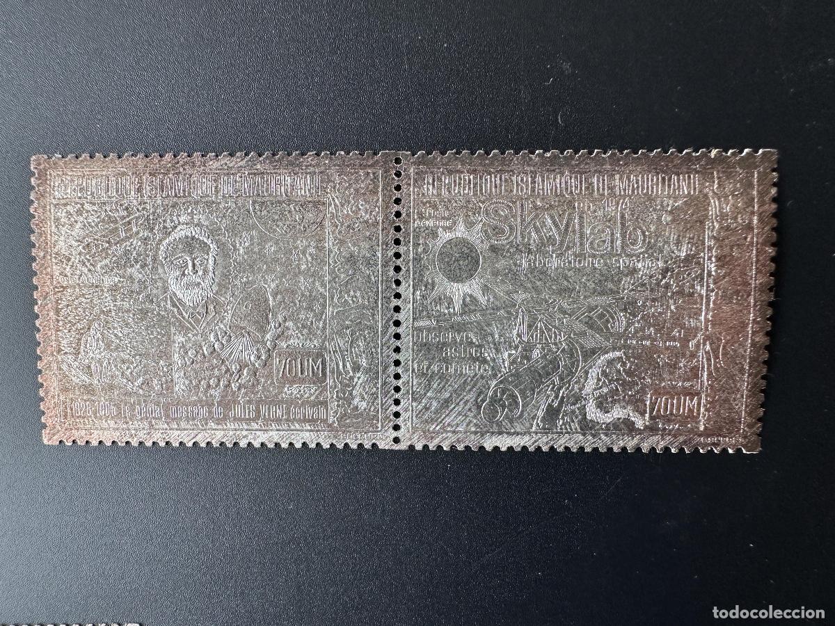 Sellos: Mauritania 1974 Mi. 479-480 Plata Skylab Jules Verne Espacio