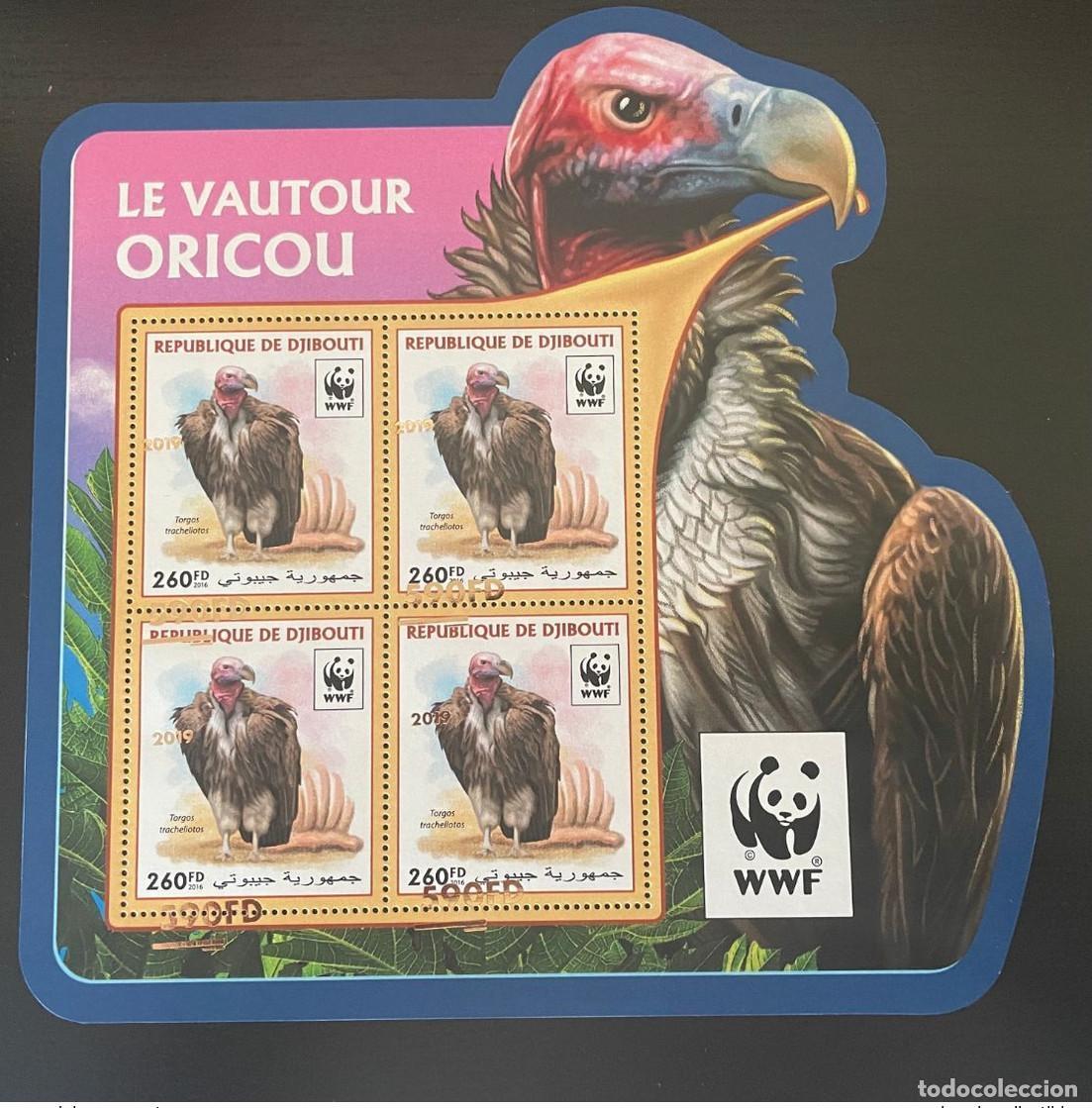 Sellos: Yibuti 2016/2019 ERROR DESPLAZADO SOBREIMPRESI&Oacute;N Silvestre Buitre Panda WWF